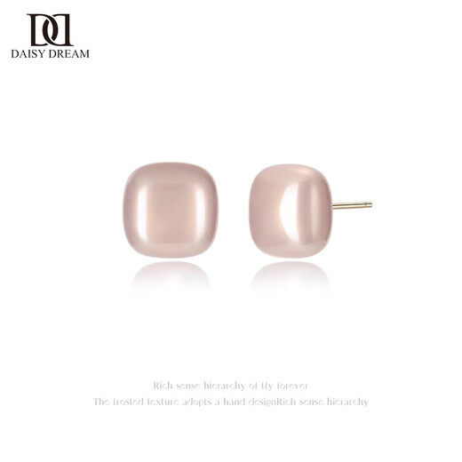 DAISY DREAM925 Silver Sugar Cube Pearl Earrings Feminine High-end Earrings 2025 New Hot Style Light Luxury Silver Needle Earrings Apricot Sugar Cube Pearl Earrings 925 Silver Needle
