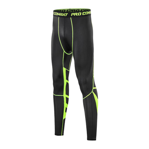 NIUKAILE tights men's sports running fitness training quick-drying compression high-elastic basket football leggings classic green trousers 4XL recommended height 185-190CM