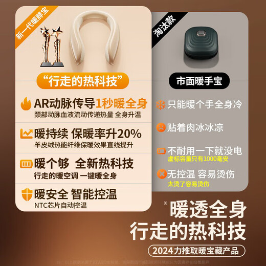 Quality companion New Year gift winter neck warmer hanging neck portable neck warmer gift Type-C charging hanging neck warmer off-white - thickened wool