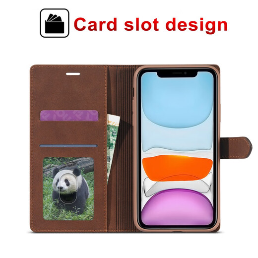 
Suitable for iPhone13 wallet leather case 8Plus mobile phone case skin feeling protective case card Apple 11Pro leather case black iPhone 12 5.4