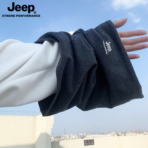 Jeep pure cotton neck scarf for men and women, autumn and winter warm dual-purpose neck warmer, men's advanced neck protection, cold-proof scarf, cycling and windproof, black (pure cotton dual-use model), one size fits all