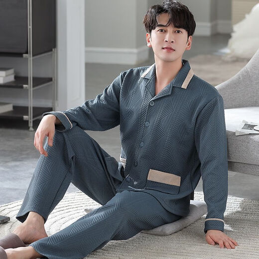 Wei Jie Pure Cotton Pajama для мужчин зимней осенью и зимней мужской пижамы утолщенные межслойные хлопчатобумажные хитровая теплый костюм среднего возраста и пожилой мужской модель P3878 Большой красный хлопок L [155-180Jin [Jin равняется 0,5 кг]]]]