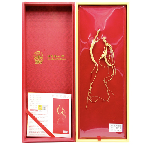 Boîte-cadeau Shenxiang Yeshan Ginseng dans le nord-est de la Chine pendant plus de 15 ans trempé dans du vin 5 grammes de ginseng Double cadeau Dragon Boat Festival Gift