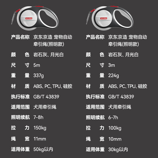 Made in Tokyo, riot-proof lighting traction rope 5 meters, automatic retractable dog leash, strong alloy dog leash for large dogs, cat