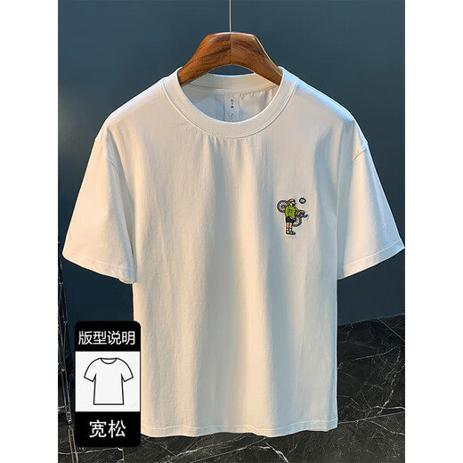 Lomon sommer dünnes t-Shirt Herren trendy locker gestickte kurzärmelige Top-High-End-High-End und schwere, vielseitige Männerkleider 1098 Black T-Shirt + 9906 Black T-Shirt L für 115-130jin geeignet [Jin gleich 0,5 kg]