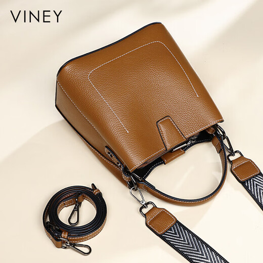 Viney bag women's bag cowhide bucket bag light luxury crossbody shoulder handbag birthday gift high-end gift to girlfriend and wife