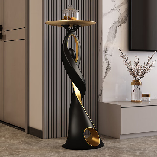 Bingshimei Living Room Art Floor Decorations Light Luxury High-end Sofa Side Tables TV Cabinet Decorations Housewarming Gifts Dancing Life Floor Black Gold/Height 70cm