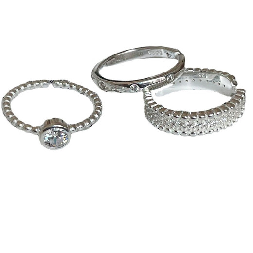 Fan Mili Anillo de moda apilado para mujeres Temperamento dulce y fresco Personalidad elegante Luz de lujo Luxury Open Finger anillo versátil Índice Tendencia de anillo de dedo JZ6636 Apertura ajustable