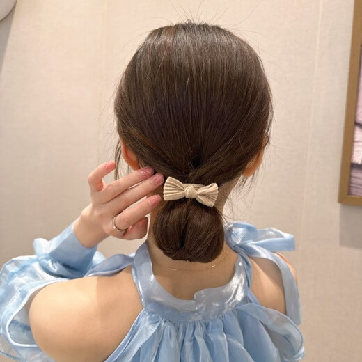 Jiuvia bow headband for women, high elastic red New Year and Christmas hair band, autumn and winter ponytail hair accessories, rubber band leather case JYFQ146#Bowknot mixed color 10 pieces