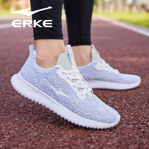 鸿星尔克男鞋加绒运动鞋男2025新款冬季棉鞋轻便软底跑步鞋缓震休闲鞋子男 4126正白/浅灰(飞织网面-四季款) 42 现货速发