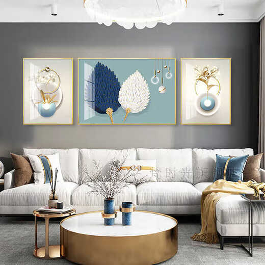Yaoshijia peinture de salon décoration peinture moderne simple light luxury canapé fond mur haut de gamme 2025 Nouvelle peinture en porcelaine cristalline suspendue peinture murale JD15863 gauche et droite 30 * 40 Middle 60 * 40 PEINTURE INCLAPE DE DIAMENT MADE