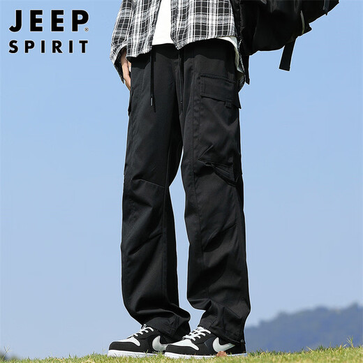 JEEP SPIRIT Jeep overalls men's autumn and winter loose casual pants men's outdoor straight pants men's pants black 2XL