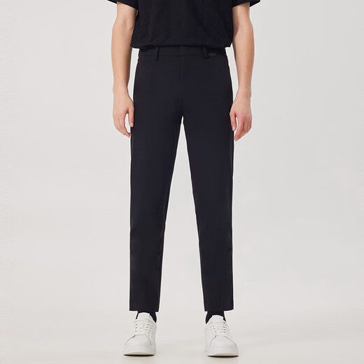 Carbin Men's Casual Pants Spring and Summer LOGO Embroidered Pants Slim-fitting Small Pants I Coal Black 01 M /170/48