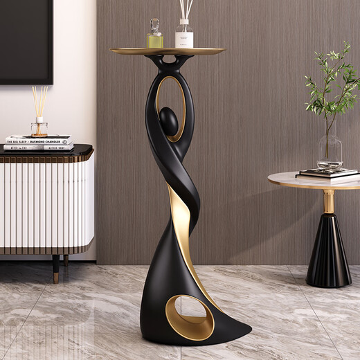 Bingshimei Living Room Art Floor Decorations Light Luxury High-end Sofa Side Tables TV Cabinet Decorations Housewarming Gifts Dancing Life Floor Black Gold/Height 70cm