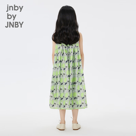 Jnby par Jnby Jiangnan Tissu de vêtements pour enfants robe sans manches de manchette Summer Match Match Casual Mid-Longing Jirt Filles 1N5G12350 088 GREN-GREEN combinaison 120 cm
