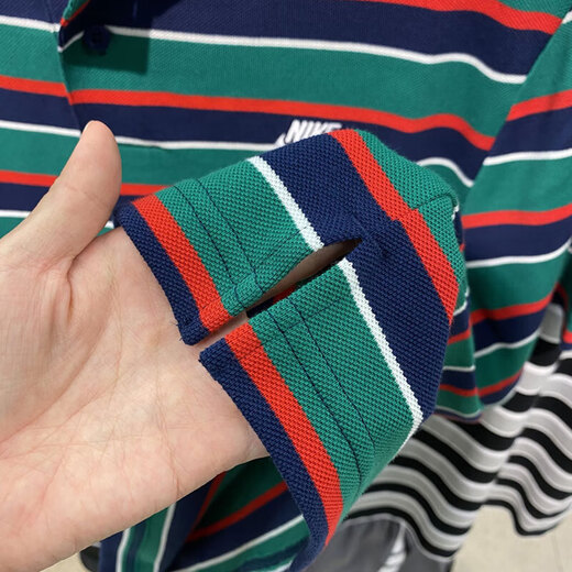 
Nike (NIKE) short-sleeved men's summer new sportswear lapel POLO shirt knitted breathable sports T-shirt FN3897-010 FN3897-410/blue and green stripes M