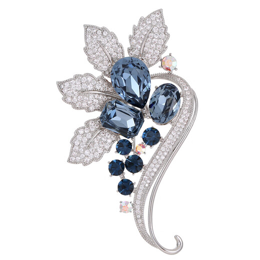 Dunzup Violet Obsidian Leaf Brooch High-end Women's Exquisite Fashion Corsage Brooch 2024 New Trendy White Gold 1