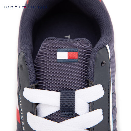 TOMMY HILFIGER children's clothing men's color-blocking striped webbing retro casual shoes sports shoes running shoes travel shoes TH100944 navy blue 695 37