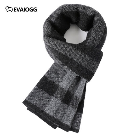EVAIOGG high-end 100% cashmere scarf men's winter thickened warm plaid scarf birthday gift for boyfriend and husband Mituo 30*180CM