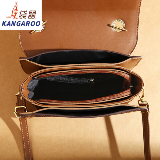 袋鼠（KANGAROO）斜挎包包女2025夏季新款小方包高级感生日礼物包包百搭单肩包女包 棋盘格-咖啡拼卡其