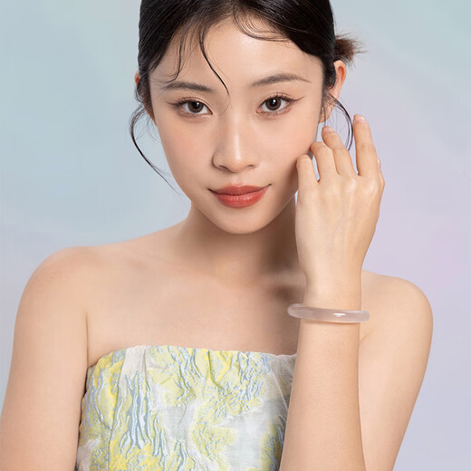 Saturday Blessing White Moonlight Chalcedony Bracelet Wide Strip White Translucent New Chinese Style National Style Gift for Girlfriend on Valentine's Day and Birthday 58mm