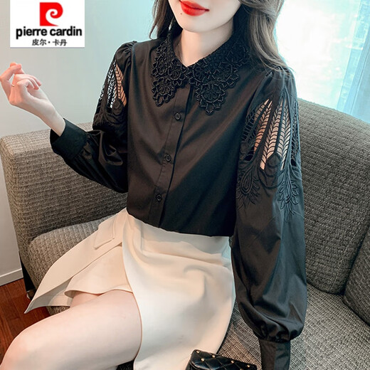 
Piercadian embroidered cotton shirt for women 2025 autumn new fashion embroidered white shirt loose versatile long-sleeved top CY9227 White M [Suggested 96-110Jin [Jin equals 0.5 kg]]