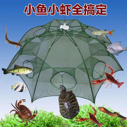 Fish net, ground net cage, ground dragon does not come out, only enters the fishing artifact eel mud n loach lobster fishing net cage, umbrella cage, fishing net, bold and thickened 16 holes + accessories