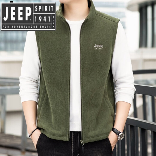 JEEP SPIRIT Jeep Spirit Polar Fleece Vest Men's Autumn and Winter Casual Versatile Plus Velvet Thickened Fleece Vest Men's Jacket Royal Blue L Recommended 125-145 Jin Jin equals 0.5 kg