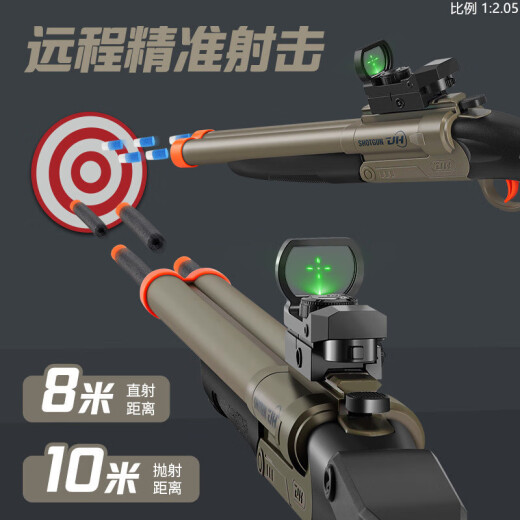 Yunya escopeta pistola de juguete para niños doble tubo s686 shell shell shotas de sharlet blanda región de cumpleaños para niños [azul 54cm] Corto 20 bala suave + 10 shotgun birthday day de año nuevo regalo