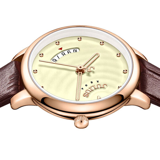 
Julius watch women's simple temperament new retro belt watch calendar quartz couple small round watch men's watch women's watch 1391 versatile brown [women's model]