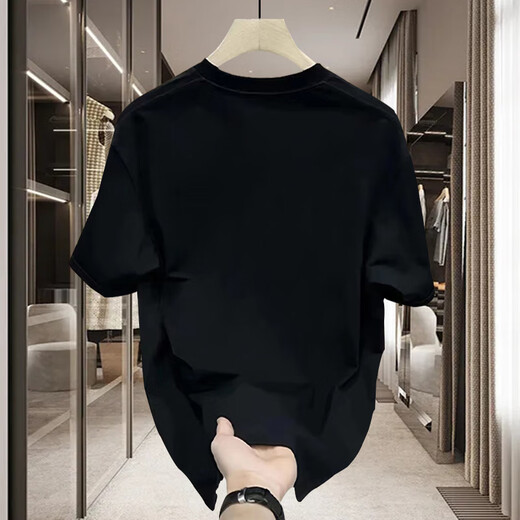 Bin color American handsome pure cotton short-sleeved T-shirt for young men and women summer ins trendy brand street loose versatile short-sleeved top [672] Black XL [suitable for 130-150Jin [Jin equals 0.5 kg]]