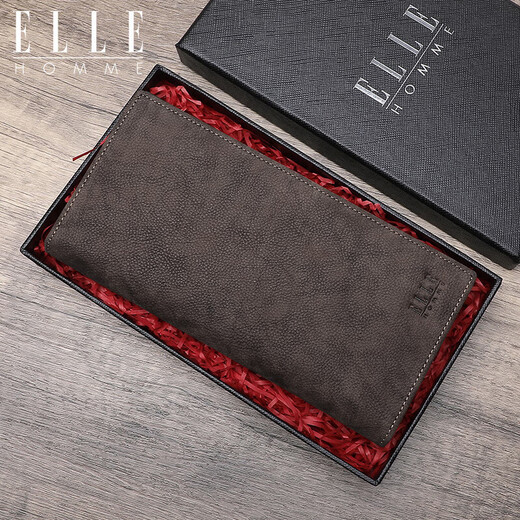 Billetera larga de los hombres de Elle Homme, clip de boletos multifunción de capas superior, estilo horizontal de moda 01612 regalo de cumpleaños