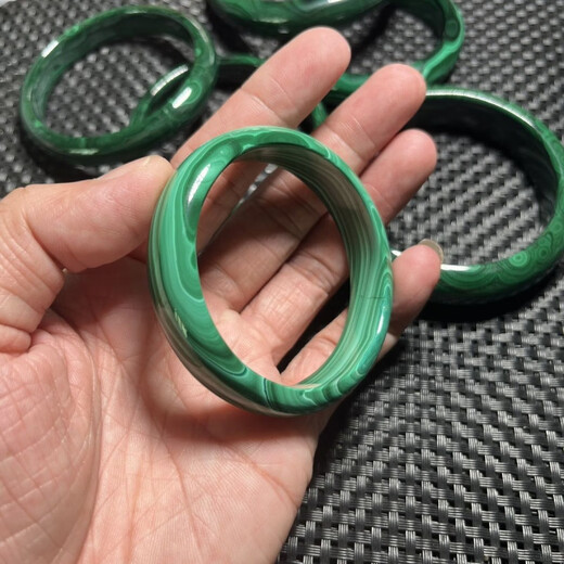 Qing Meng raw mine natural malachite bracelet wife happy stone pattern collection gift to Wangfu inheritance 56 circles