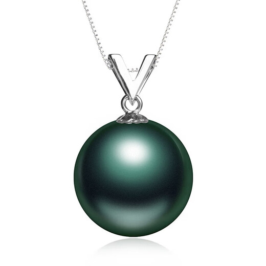 Quan Yin 18K gold 8-15mm Tahitian black pearl pendant, seawater perfect round necklace, single pendant, send mother strong light, black color + slight flaws + 18K yellow base 1213mm