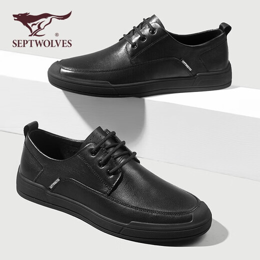 SEPTWOLVES leather shoes men's business formal shoes men's British casual men's shoes 8311480617 black 41