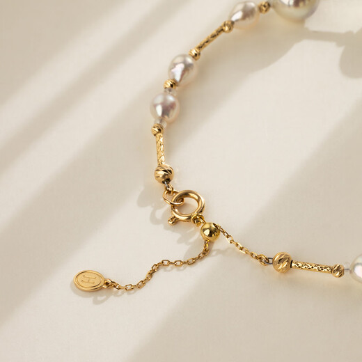 Helas Hera Mixed Color Baroque Akoya Seawater Pearl Bracelet 18K Gold Beaded Bracelet Birthday Gift 4.5-8mm Mixed Color Baroque Bracelet 18.5cm