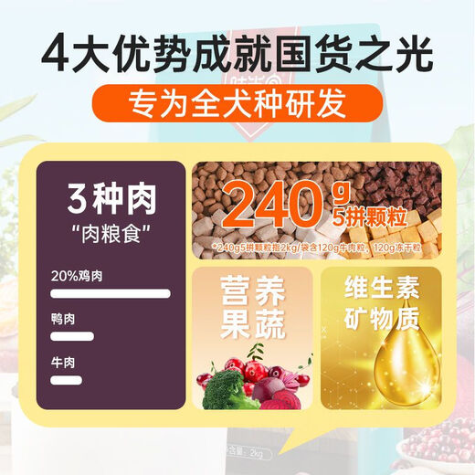 Weidangjia Dog Food 2kg Adult Dog Teddy Golden Retriever Bichon Frize Pomeranian Husky Satsuma Universal Adult Dog 4Jin Jin equals 0.5kg Milk Cake Adult Dog 5-piece freeze-dried dog food 4Jin Jin equals 0.5kg Spirulina