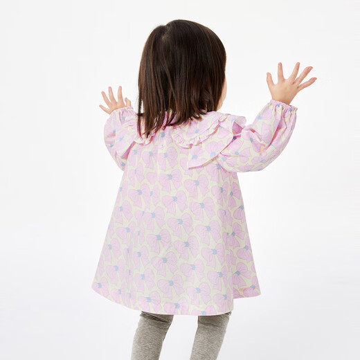 jnby by JNBY [Jiangnan Buddies Baby] Spring long-sleeved dress cute doll collar bow girl baby YN3G11970 690 Mixed powder 100 cm
