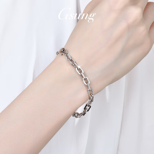 GsunG Platinum Men's Bracelet PT950 New AB Bracelet Fashion Cross Chain Platinum Women's Cuban Chain Single Set Horsewhip Priced by Gram Contact before bidding