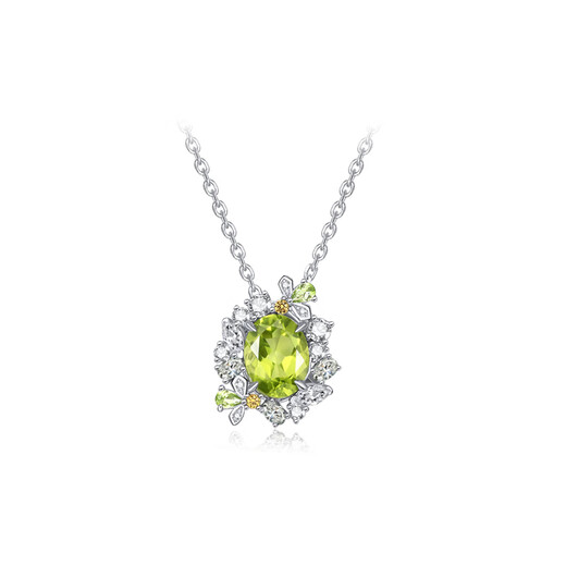 Muye Zhang Bichen's same style natural colored treasure 925 silver peridot gemstone necklace firefly necklace original design firefly necklace