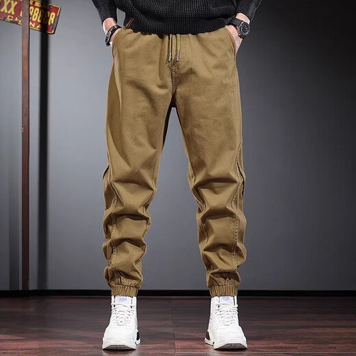 Romon Arbeitshose Herren Herbst neue amerikanische Modemarke Trendy vielseitige kleine Füße Harlen Neun-Punkte-Sport-Langhosen Dyl-2506 Kamelgelb 3xl