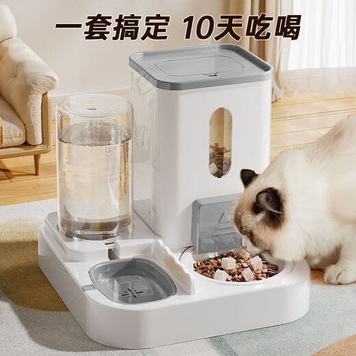 Raft core automatic cat feeder cat food and water two-use cat bowl feeding drinker two-in-one feeder cat food bowl large-capacity dog bowl regular yellow (feeding and drinking water/smooth without food stuck)