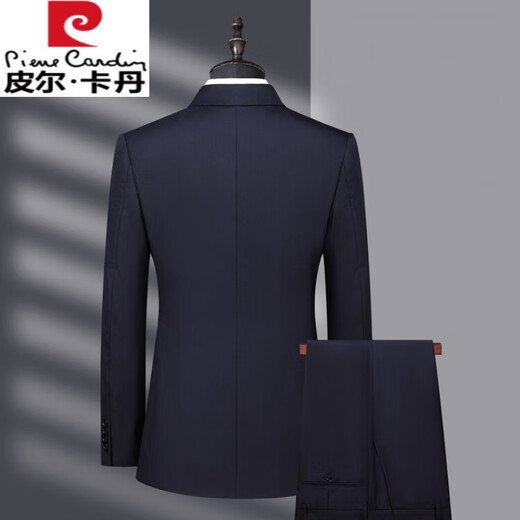 Pierre Cardin 2025 Four Seasons Worsted Wool Suit Men's High-end Middle-aged Men's Business Formal Wedding Suit Navy 190