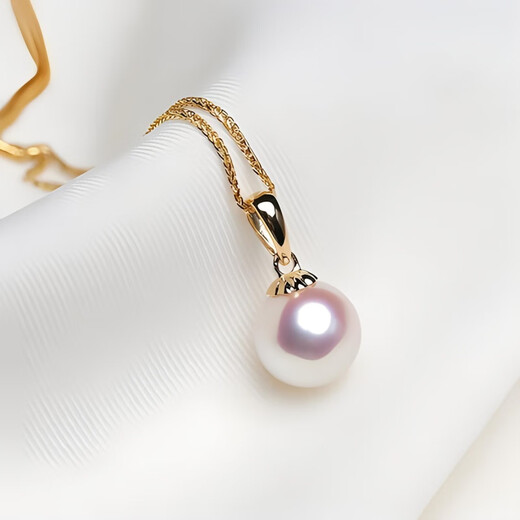 Nufeng seawater pearl pendant natural pearl Akoya 18K gold luster strong versatile fashion model niche light luxury white 7.5-8mm