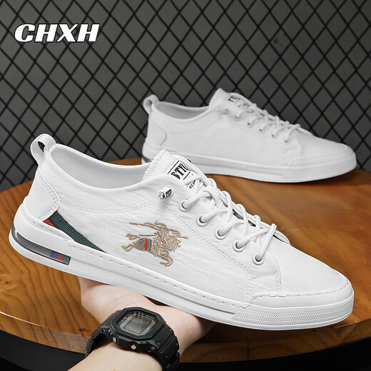 CHXH Brand Leichte Luxus -Luxus -gestickte weiße Schuhe Herrenschuhe Sommer atmungsaktiv