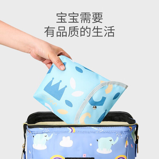JD Express Wickelbeutel Mama tragbarer Wickelbeutel Leicht leicht zu lagerung Multifunktion mit großer Kapazität Blue Crown Unicode