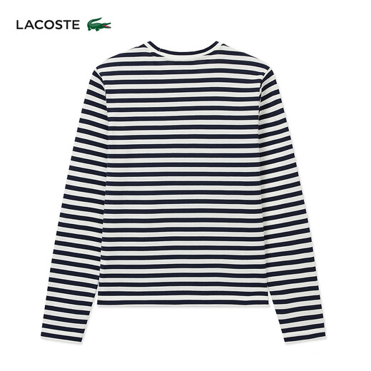 LACOSTE法国鳄鱼女装圆领时尚宽松撞色条纹休闲长袖T恤|TF9207 HHW/藏青色 S /160