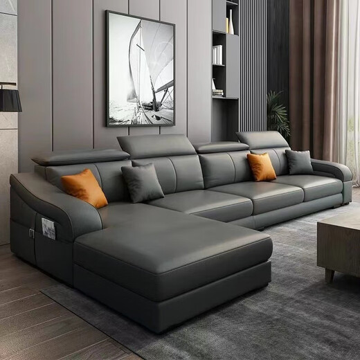 Italian corner leather art sofa modern minimalist living room household minimalist imperial concubine three or four person size apartment combination cat scratch leather sponge style three person 216cm straight sofa