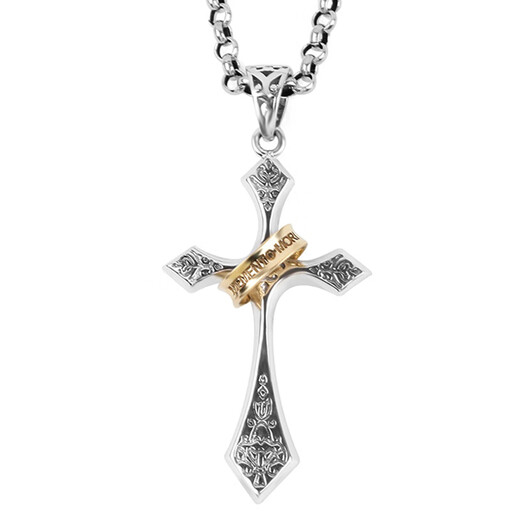 Zhixun 999 pure silver necklace men's silver ring cross silver pendant birthday gift for boyfriend s925 gold ring cross with 999 pure silver necklace