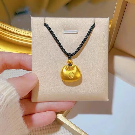 New hot style Fat Fortune Little Fat Fortune pendant New Chinese style lock necklace Black rope Fu character ingot gift for girlfriend Little Fat Fortune pendant necklace